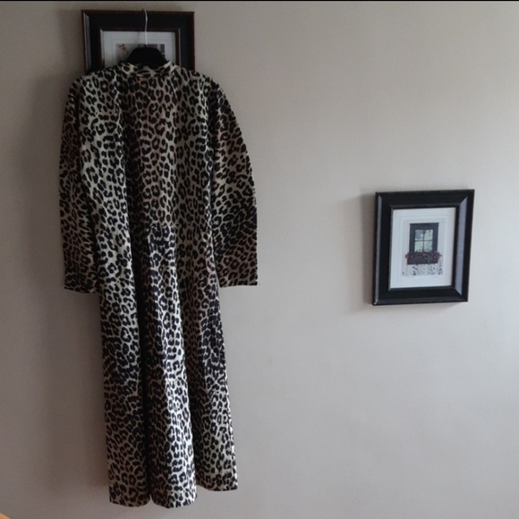 Ganni Leopard Print Front Zip Midi Dress - Picture 12 of 15